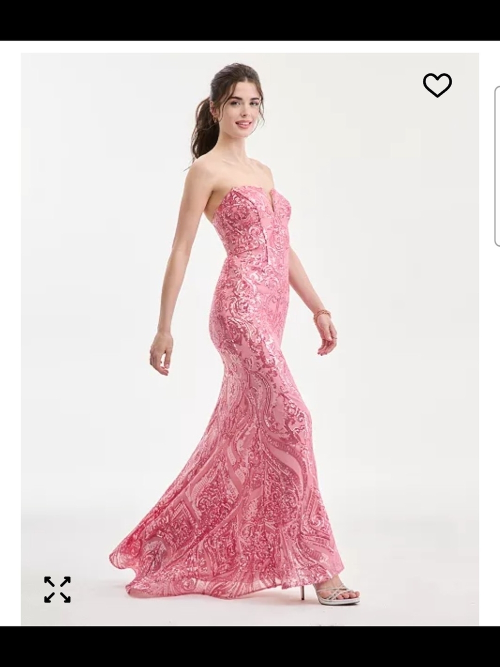 Strapless Pink Embroidered Mermaid Evening Dress